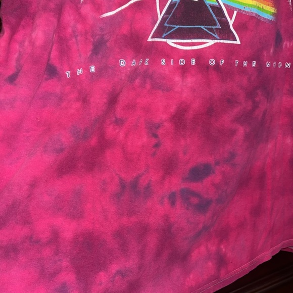 vintage womens Pink Floyd- Dark Side of the moon- hot pink tye dye xl womens t - Picture 5 of 8